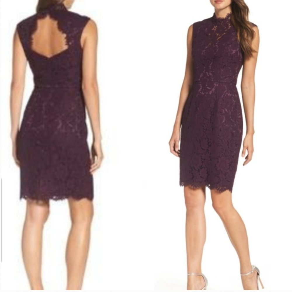 Vince Camuto plum lace dress